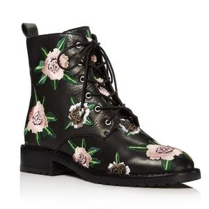 Rebecca Minkoff Gerry Embroidered Floral Leather Combat Boots